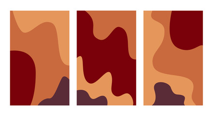 Autumn. Vector banners set with copy space. Three abstract wavy banners. Social media stories wallpapers