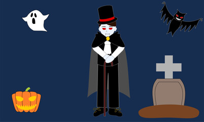 ハロウィン　墓地に集まるモンスター
