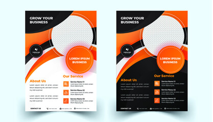 Black yellow elegant business flayer template for grow your business