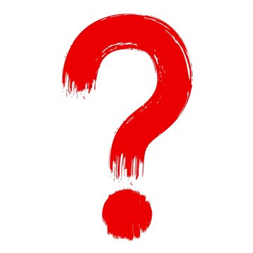Question Mark Red Bleeding Brush Stroke Painting Sign