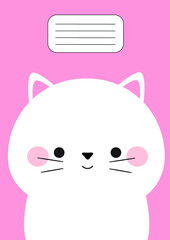 Notebook cover Composition book template Cover  White Cat