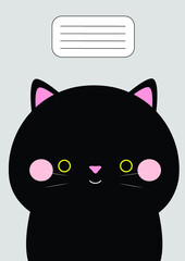 Notebook cover Composition book template Cover  Black Cat