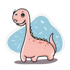 Dinosaur pink characters doodle style. Freehand dinosaur pastel color on white background.