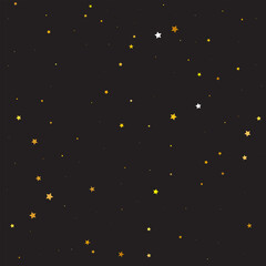 Golden Stars Background. Yellow Texture Banner. Orange Confetti Gift. Gold Falling Isolated Glitter Sky. Celebration Design. Starry Invitation. Sparkling Symbol.