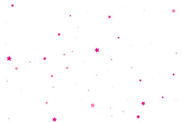 Fototapeta na wymiar Red Stars Banner. Salmon Confetti Festive. Coral Falling Modern. Celebration Greeting. Rose Glitter Poster. Sparkling Greeting. Texture Sky. Universe Cosmos.