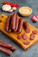 Lap cheong or chinese sausage are dried pork sausages that look and feel like pepperoni but are much sweeter. In southwestern China, sausages are flavored with salt, red pepper and wild pepper.