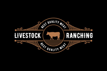Texas Longhorn  Animal luxury vintage Logo Flat Design buffalo silhouette  animal Farm business