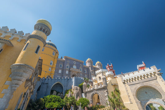 Sintra, Portugal - July 23 2016:  Parque e Pal&aacute;cio Nacional da Pena