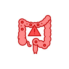 Indigestion line color icon. Stomachache.