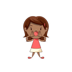 Little girl shouting, scream gesture cute child