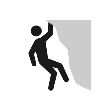Man climbing mountain icon. Clipart image isolated on white background
