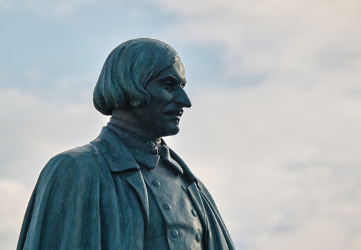 Moscow, Russia - 07.23.2021: Nikolai Gogol - famous writer statue