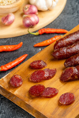 Lap cheong or chinese sausage are dried pork sausages that look and feel like pepperoni but are much sweeter. In southwestern China, sausages are flavored with salt, red pepper and wild pepper.