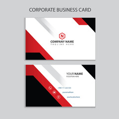 Corporate red modern creative business card horizontal simple clean template vector design