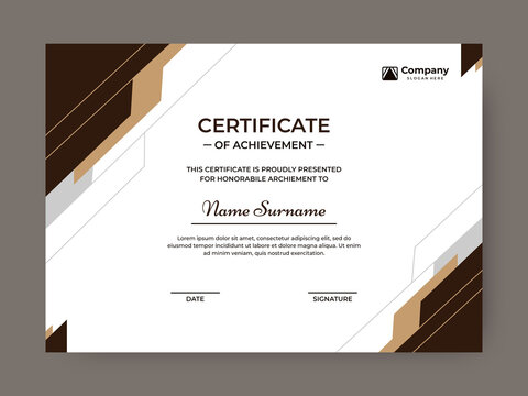 Brown elegant and clean certificate vector design template