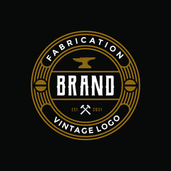 Fototapeta na wymiar blacksmith or welding logo design vintage 