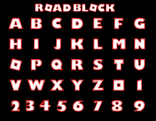 Road blocks red and white capital alphabet - 3D illustration