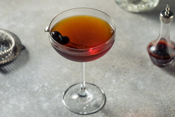 Boozy Refreshing Black Manhattan Cocktail