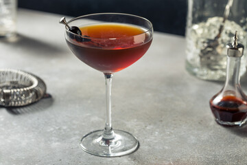 Boozy Refreshing Black Manhattan Cocktail