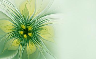 Fototapeta na wymiar Fractal yellow green flower witn copy space