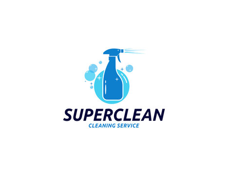 Cleaning services logo with bottle spray illustration