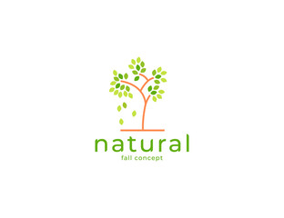 Elegant plant, tree, or floral foliage logo design with fall concept