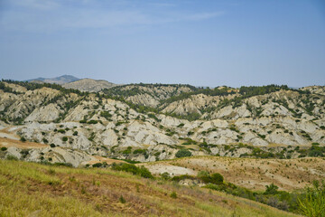 A panoramic point on the landscape of Aliano, a medieval town in the Basilicata region, Italy.