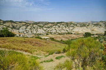 A panoramic point on the landscape of Aliano, a medieval town in the Basilicata region, Italy.