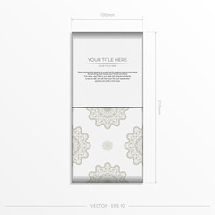 Vintage Vector Preparing postcards in white color with abstract patterns. Template for print design invitation card with vintage ornament.