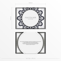 Vintage Preparing postcards in white with abstract patterns. Vector Template for printing design invitation card with vintage ornament.