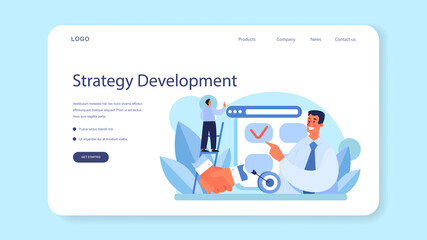 Anti crisis strategy web banner or landing page. Business planning