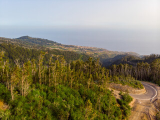 Aerial view of atlantic coastal city of Funchal, Madeira.