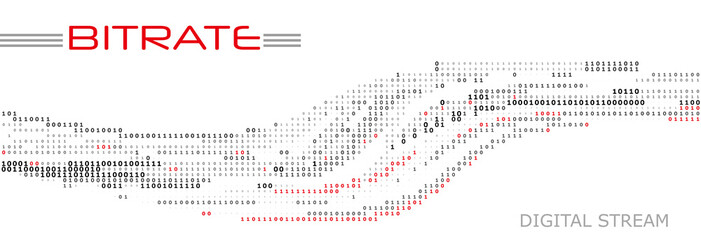 Bitrate, digital stream. Vector graphics with binary code