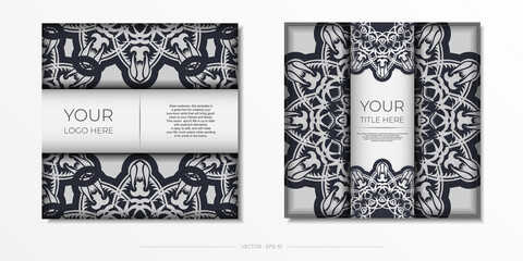 Vintage Vector Preparing postcards in white color with abstract patterns. Template for print design