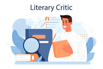 Literary critic concept. Professional journalist making review and ranking
