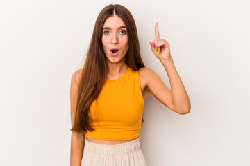 Young caucasian woman isolated on white background having an idea, inspiration concept.