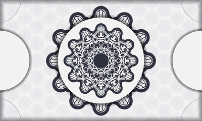 White luxury vector banner with abstract ornaments and place under text. Template for print design invitation card with vintage ornament.