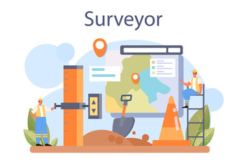 Surveyor concept. Land surveying technology, geodesy science