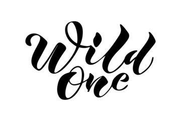 Wild One – handwritten calligraphic phrase. Suitable for t-shirt prints, cards or posters. Vector illustration