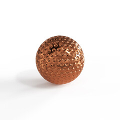 bronze golf ball isolated on white background