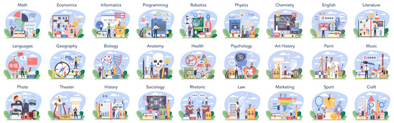 Fototapeta premium Big school subject or educational class set.