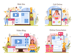 Event management online service or platform set. Holiday, ceremony