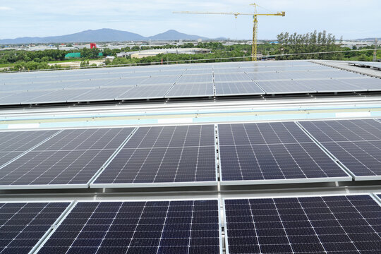Solar PV Rooftop System in Mountain Background