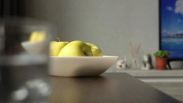 Woman grab an apple, healthy food concept footage