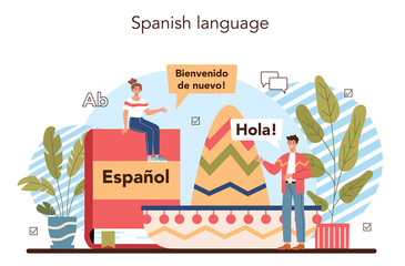 Spanish learning concept. Language school spanish course. Study foreign
