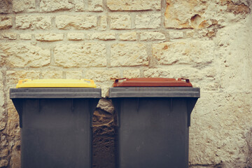 Garbage bin or trash can outdoors