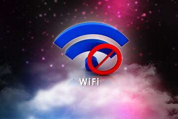 3d rendering wifi sign stop
