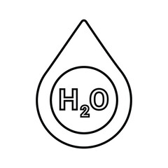 H2o, water line icon. Outline vector.