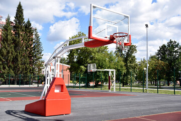 Naklejka premium Basketball and football sports grounds with equipment