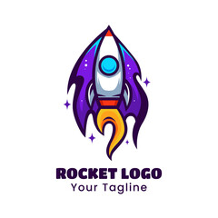 Creative rocket ship logo design vector